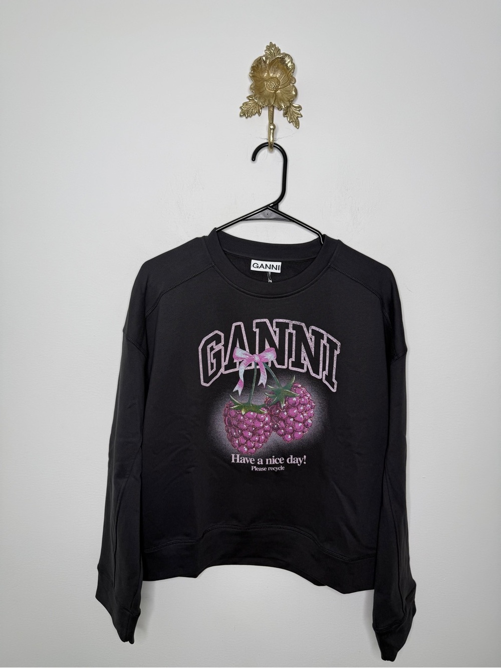 Ganni Isoli Crewneck Raspberry Sweatshirt S